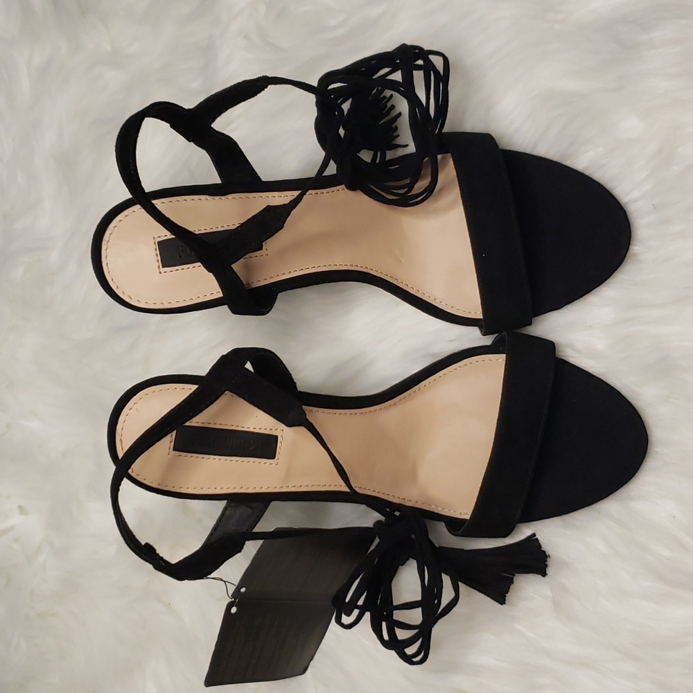 Black Forever 21 Strap Tie Heels